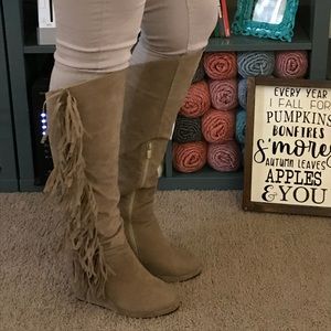 Tan Fringe Boots